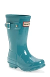 Hunter Kids' Original Gloss Waterproof Rain Boot In Blue