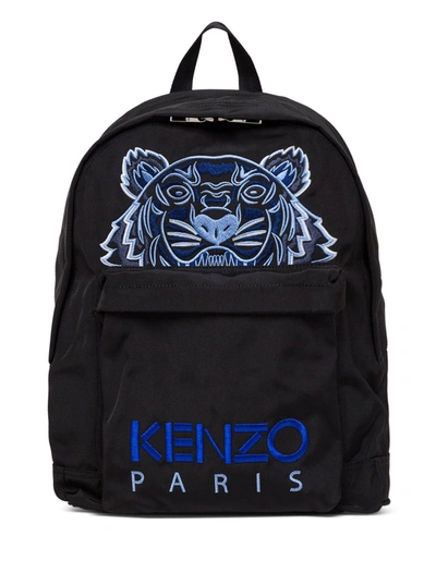 Kenzo Nylon Backpack With Tiger Logo In Black