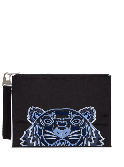 Kenzo Black Leather Tiger Clutch