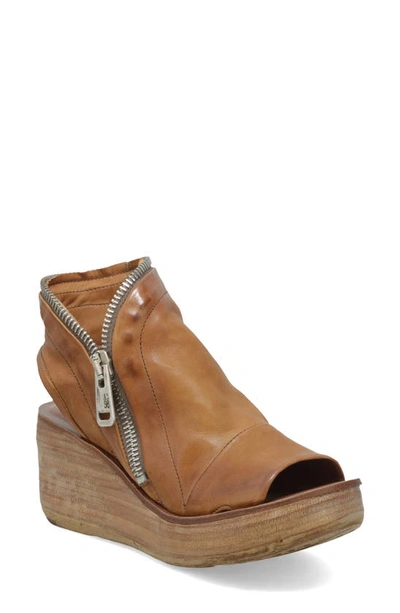 A.s.98 Naylor Platform Wedge Sandal In Camel Leather