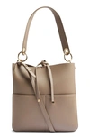 Topshop Double Pocket Faux Leather Hobo In Brown
