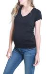 Ingrid & Isabelr Maternity V-neck T-shirt In Black