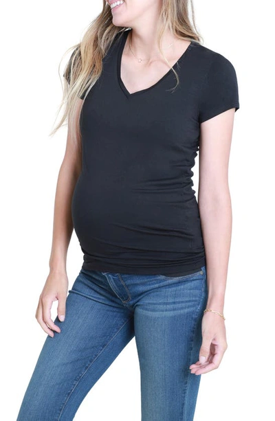 Ingrid & Isabelr Maternity V-neck T-shirt In Black