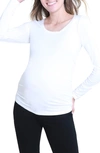 Ingrid & Isabelr Maternity Long Sleeve Scoop Neck T-shirt In White
