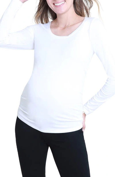 Ingrid & Isabelr Maternity Long Sleeve Scoop Neck T-shirt In White