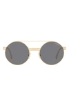 Versace 52mm Polarized Round Sunglasses In Gold/ Grey