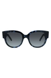 Dior 54mm Round Sunglasses In Blue Havana/gradient Blue