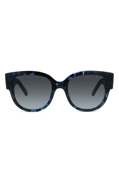 Dior 54mm Round Sunglasses In Blue Havana/gradient Blue