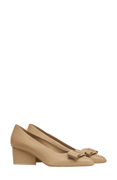 Ferragamo Women's Embellished Pointed Toe High Heel Pumps In Almond