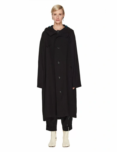 Y's Black Hooded Coat