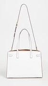 Tory Burch Small Walker Leather Satchel In Gardenia