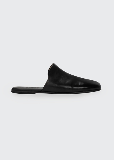 Marsèll Squared-toe Flat Leather Mules In Black