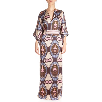 Bazar Deluxe Patterned Belted Long Dress In Multicolor