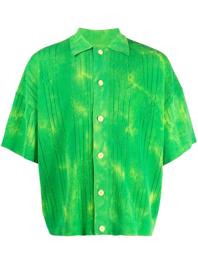 Gcds Short-sleeved Button-up Shirt In Green