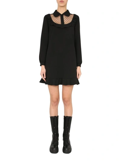 Red Valentino Double Stretch Crepe Dress In Black
