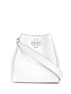 Tory Burch Mcgraw Leather Hobo Bucket Bag In Gardenia