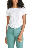 Veronica Beard Tazi Ruched Side Cotton T-shirt In White