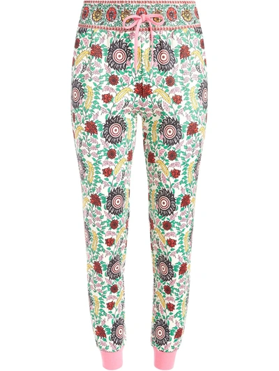 Alice And Olivia Floral-print Cropped Track Pants In Flower Pot Ecru Multi