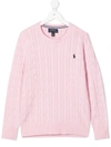 Ralph Lauren Cable-knit Cotton Sweater In Carmel Pink