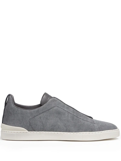 Ermenegildo Zegna Canvas Triple Stitch Sneakers In Grey