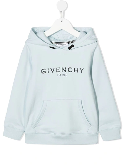 Givenchy Teen Logo-print Cotton Hoodie In Blue