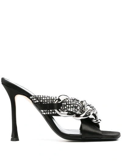 N°21 Chunky Chain Crystal-embellished Sandals In Grey