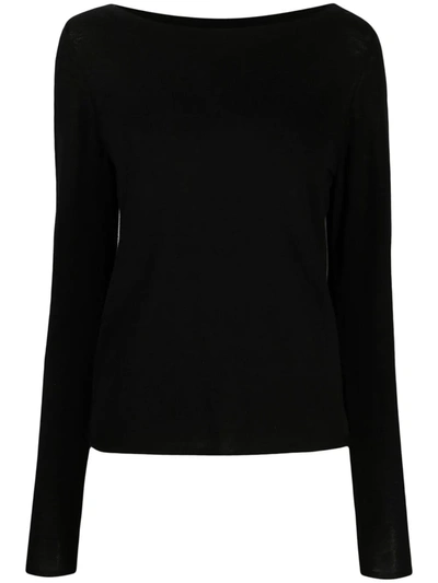 Vince Boatneck Wool & Cashmere Blend Jumper In Black