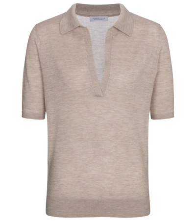 Gabriela Hearst Frank Ribbed Cashmere Polo Shirt In Beige