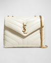 Saint Laurent Loulou Small Quilted Leather Shoulder Bag In Crema Soft