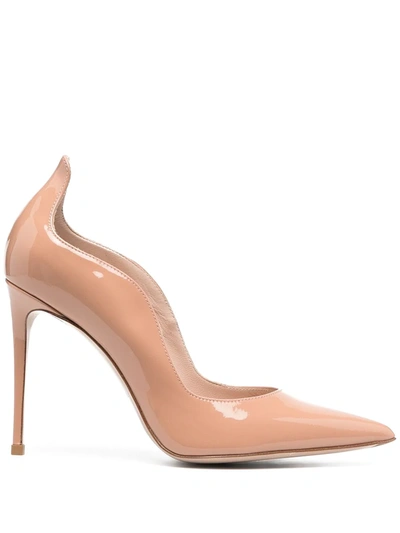 Le Silla Wave-edge Patent Leather Pumps In Neutrals