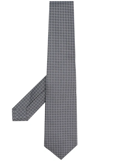 Kiton Check Print Tie In Grey