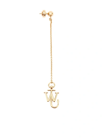 Jw Anderson Asymmetric Drop Chain Anchor Earrings In Gold