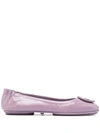 Tory Burch Minnie Logo Plaque Ballerinas In Purple