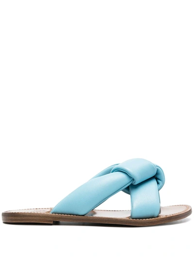 Silvano Sassetti Crossover Strap Leather Sandals In Light Blue