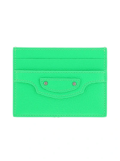 Balenciaga Men's Genuine Leather Credit Card Case Holder Wallet In Green