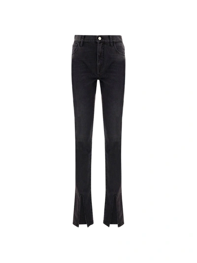 Attico High-rise Slim Split-hem Jeans In Black