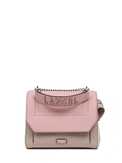 Lancel Beige And Pink Leather Shoulder Bag In Rosa