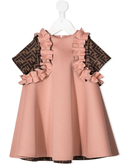 Fendi Pink Dress For Babygirl With Iconic Double Ff