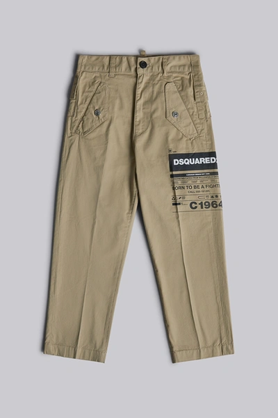 Dsquared2 Kids' Printed Pants In Beige