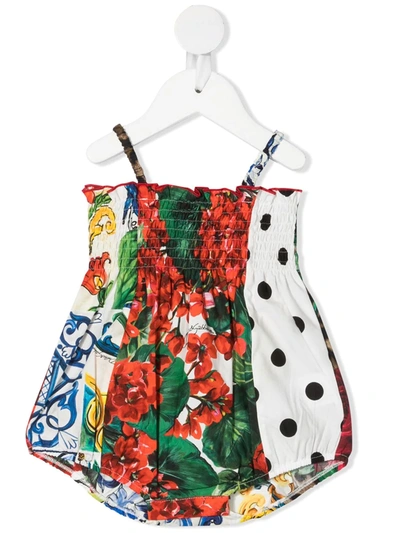 Dolce & Gabbana Multicolor Romper For Babygirl With Iconic Prints