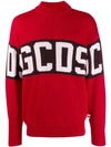 Gcds Contrast Roll-neck Jumper In Red