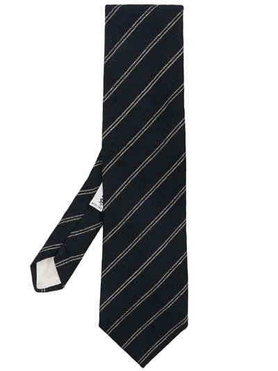 Pre-owned Dolce & Gabbana Diagonal-stripe Tie In Black