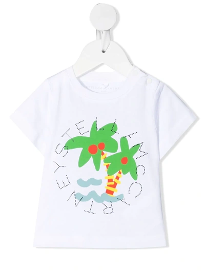 Stella Mccartney Babies' Palm Sun Logo-print Organic Cotton T-shirt 3-36 Months In White