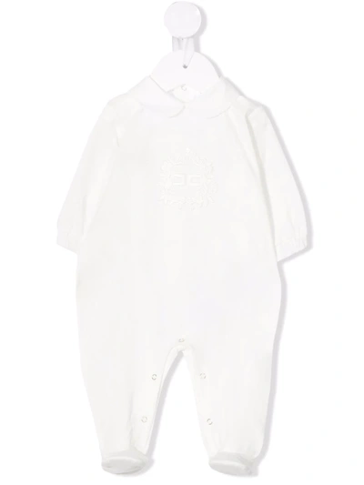 Elisabetta Franchi La Mia Bambina Babies' Logo-embroidered Stretch-cotton Pyjamas In White