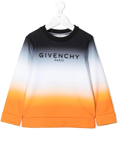 Givenchy Kids' Gradient Logo Print Cotton Sweatshirt In Orange
