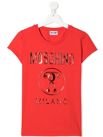 Moschino Teen Raised Logo Short-sleeved T-shirt In Red
