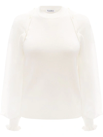 Jw Anderson Detachable Sheer Sleeve Knit Top In White