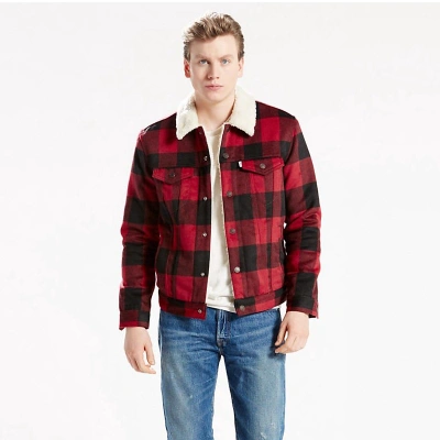 Levi's The Sherpa Trucker Jacket - Red Plaid | ModeSens