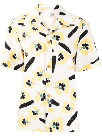 Rejina Pyo Floral-print Short-sleeved Shirt In Gelb
