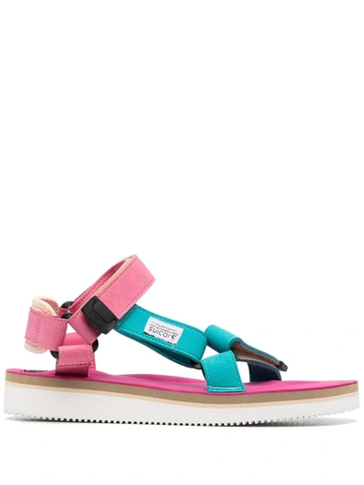 Suicoke Depa-ecs Touch-strap Sandals In Pink